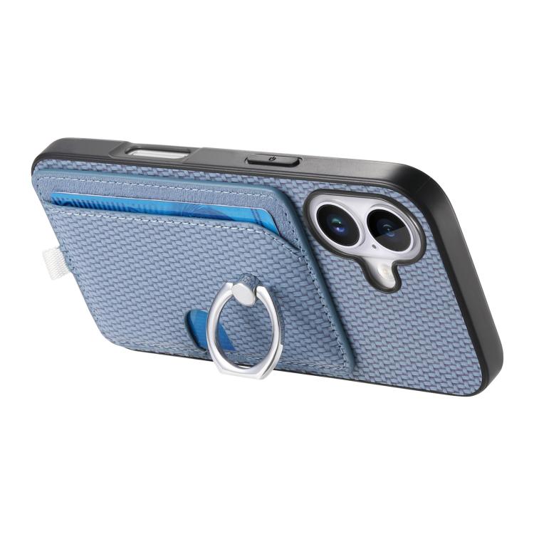 For iPhone XS Max Carbon Fiber Ring Side Insert Card Bag MagSafe Phone Case