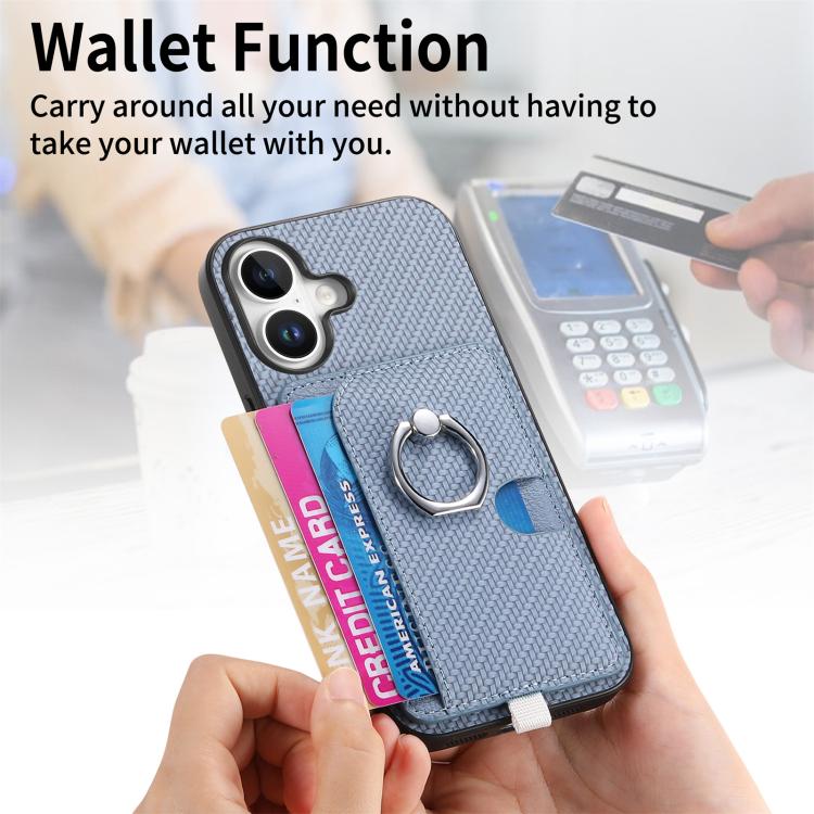 For iPhone XS Max Carbon Fiber Ring Side Insert Card Bag MagSafe Phone Case