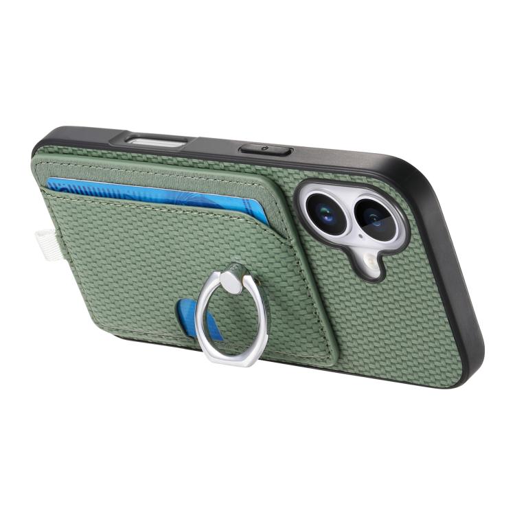 For iPhone XS Max Carbon Fiber Ring Side Insert Card Bag MagSafe Phone Case