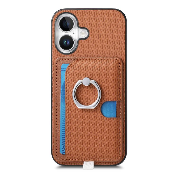 For iPhone X / XS Carbon Fiber Ring Side Insert Card Bag MagSafe Phone Case