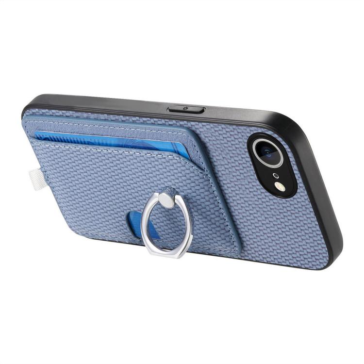 For iPhone 7 Plus / 8 Plus Carbon Fiber Ring Side Insert Card Bag MagSafe Phone Case