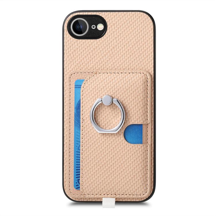 For iPhone 6 Plus / 6s Plus Carbon Fiber Ring Side Insert Card Bag MagSafe Phone Case