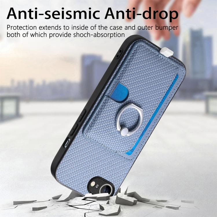 For iPhone 6 / 6s Carbon Fiber Ring Side Insert Card Bag MagSafe Phone Case