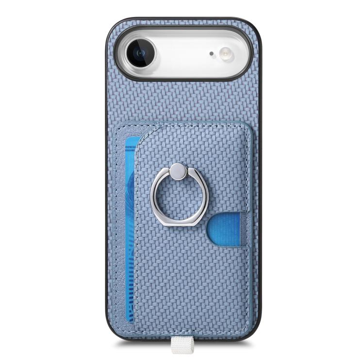 For iPhone Air Carbon Fiber Ring Side Insert Card Bag MagSafe Phone Case