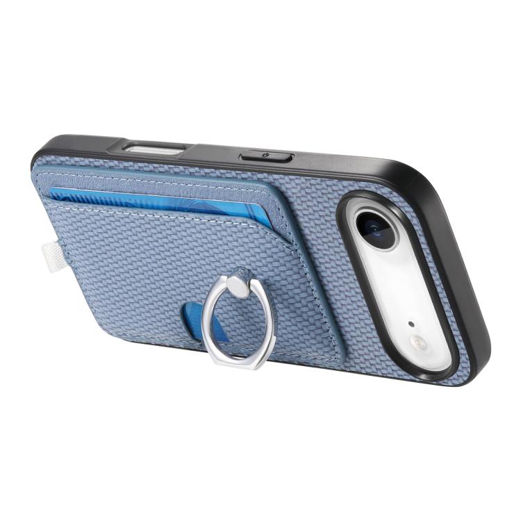 For iPhone Air Carbon Fiber Ring Side Insert Card Bag MagSafe Phone Case