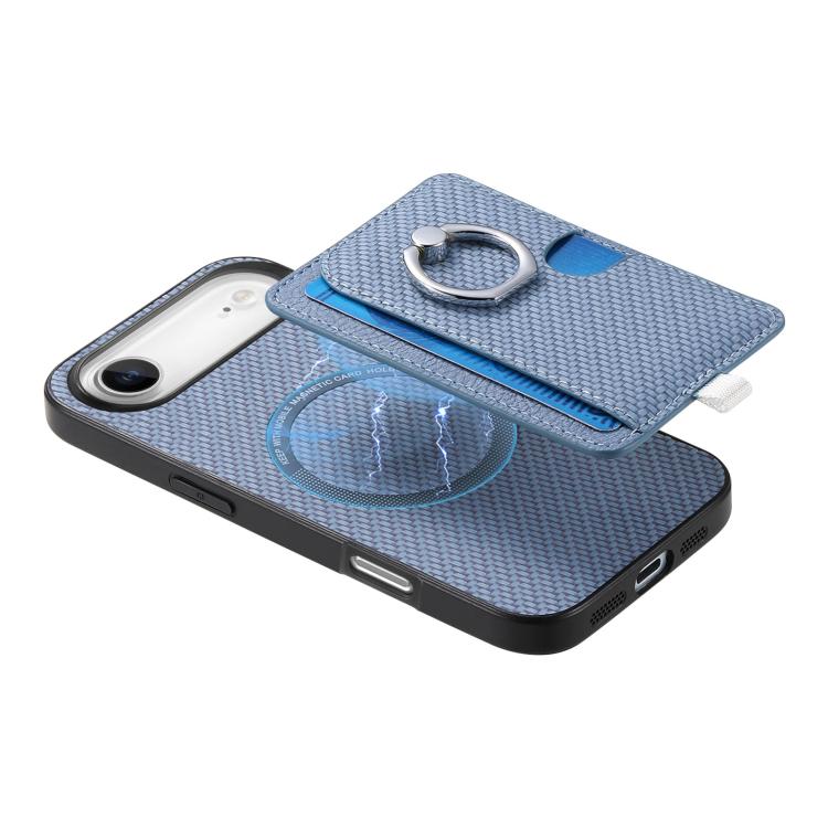 For iPhone Air Carbon Fiber Ring Side Insert Card Bag MagSafe Phone Case