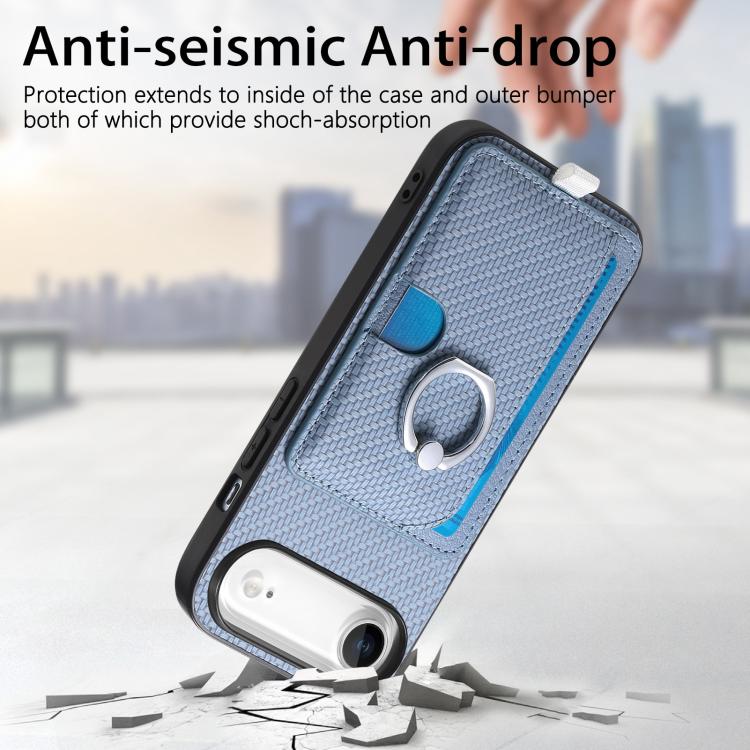 For iPhone Air Carbon Fiber Ring Side Insert Card Bag MagSafe Phone Case