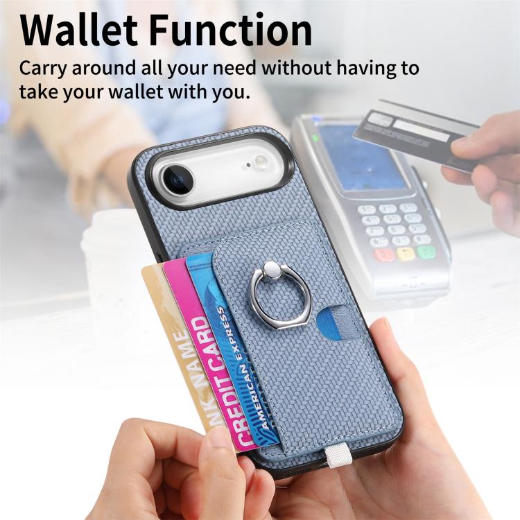 For iPhone Air Carbon Fiber Ring Side Insert Card Bag MagSafe Phone Case