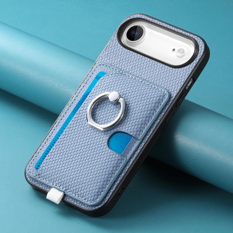 For iPhone Air Carbon Fiber Ring Side Insert Card Bag MagSafe Phone Case
