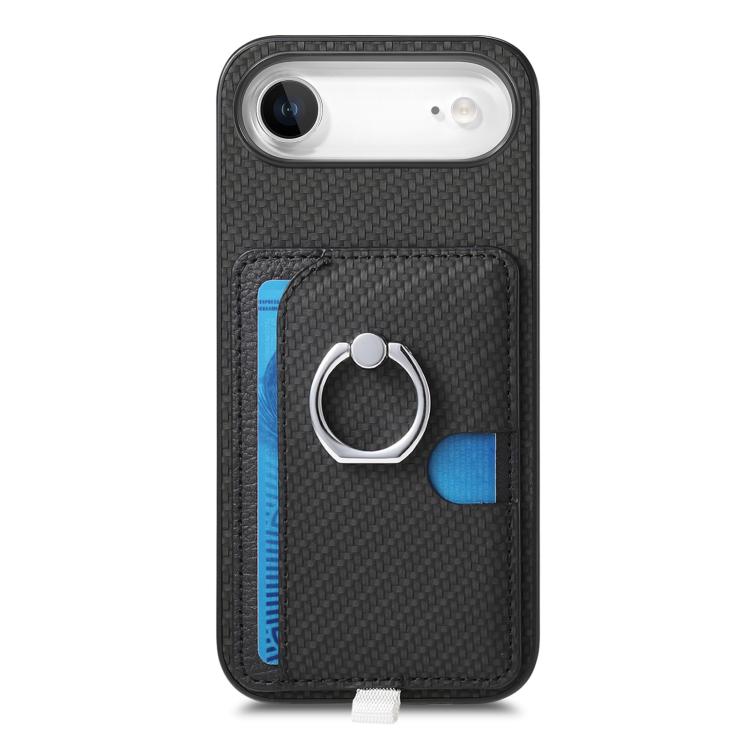 For iPhone Air Carbon Fiber Ring Side Insert Card Bag MagSafe Phone Case