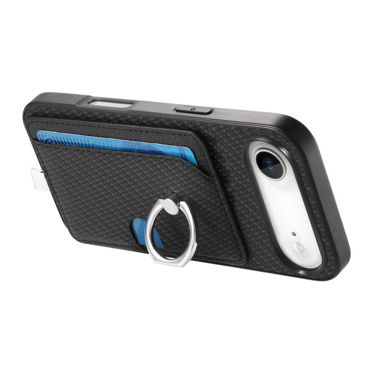 For iPhone Air Carbon Fiber Ring Side Insert Card Bag MagSafe Phone Case