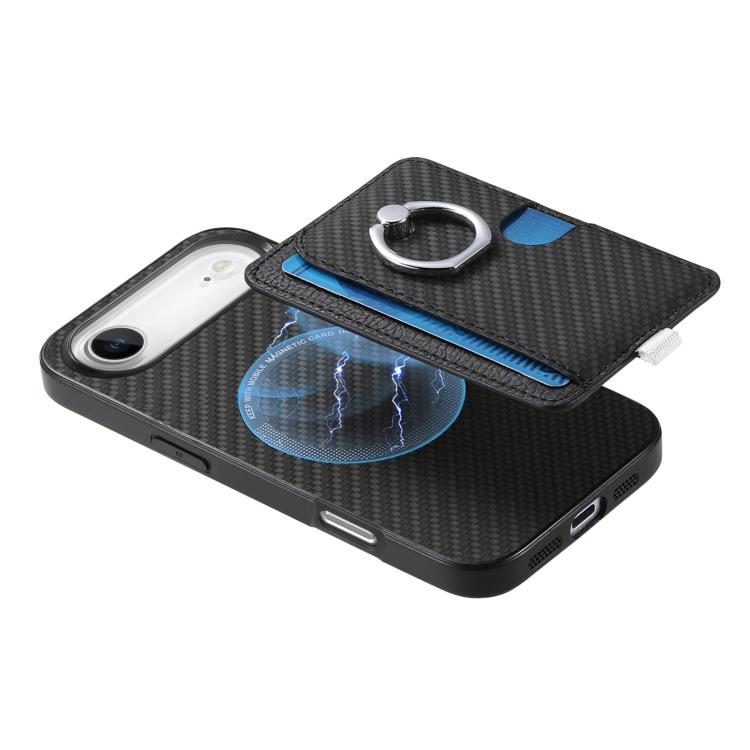 For iPhone Air Carbon Fiber Ring Side Insert Card Bag MagSafe Phone Case