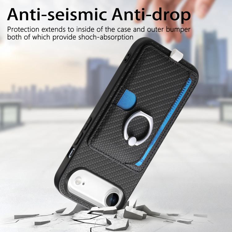 For iPhone Air Carbon Fiber Ring Side Insert Card Bag MagSafe Phone Case