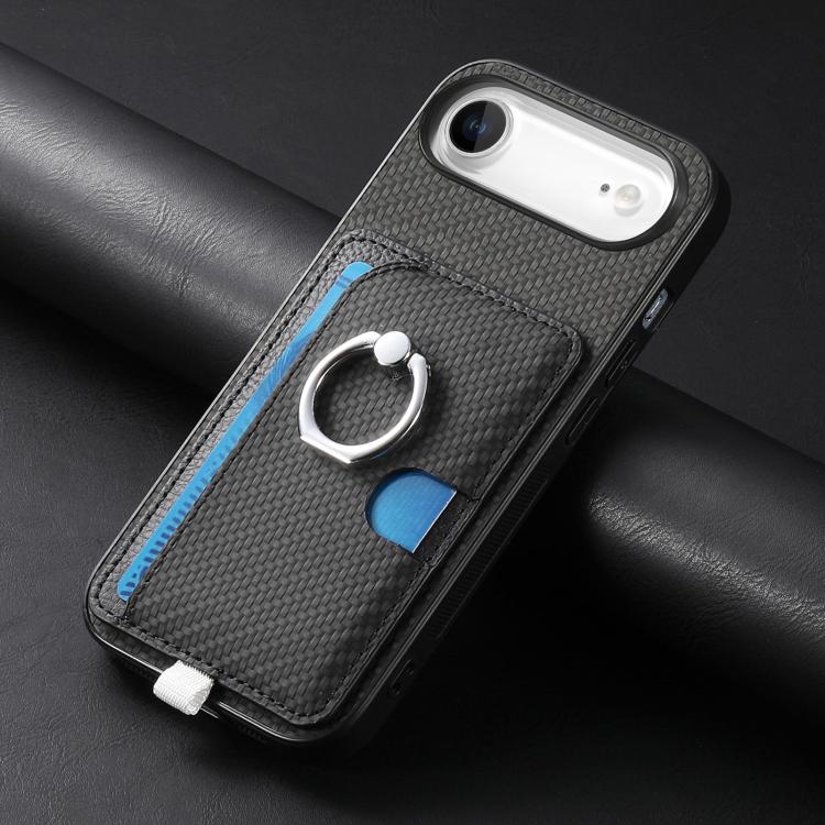 For iPhone Air Carbon Fiber Ring Side Insert Card Bag MagSafe Phone Case