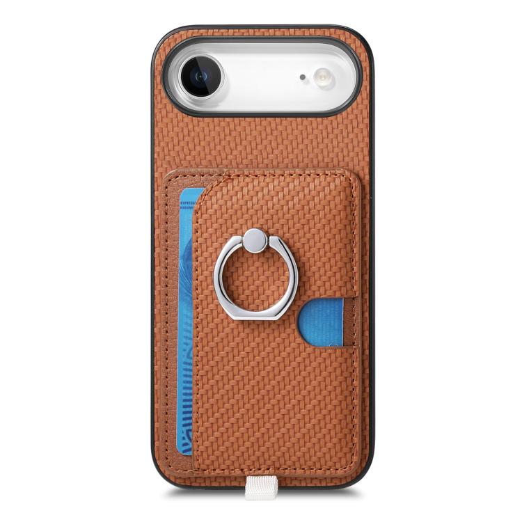 For iPhone Air Carbon Fiber Ring Side Insert Card Bag MagSafe Phone Case