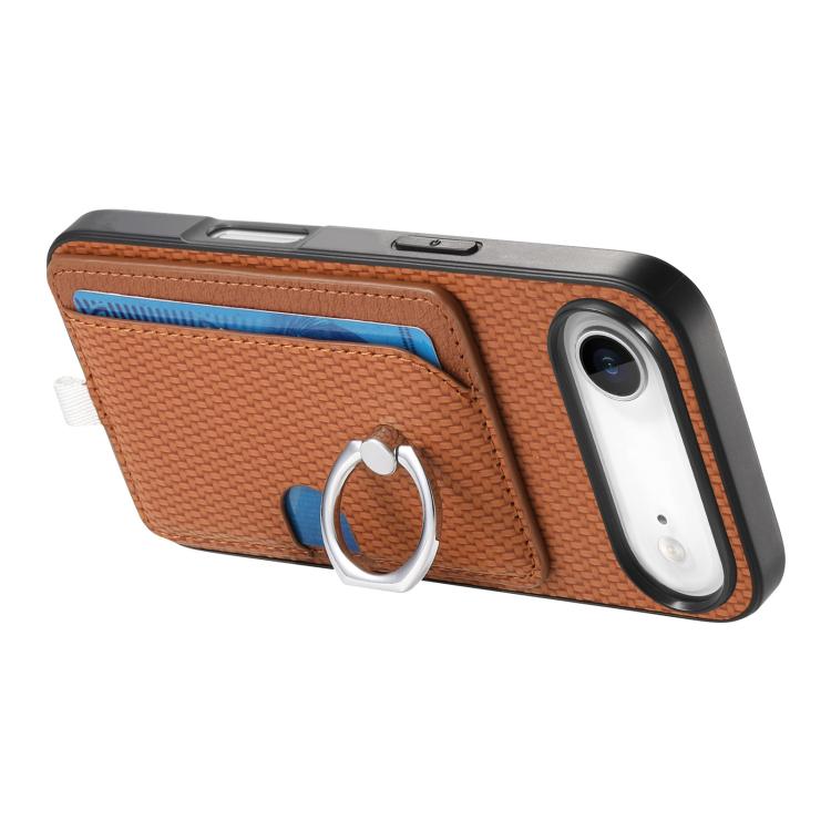 For iPhone Air Carbon Fiber Ring Side Insert Card Bag MagSafe Phone Case