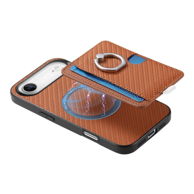 For iPhone Air Carbon Fiber Ring Side Insert Card Bag MagSafe Phone Case