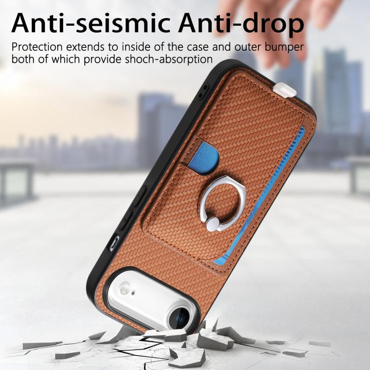 For iPhone Air Carbon Fiber Ring Side Insert Card Bag MagSafe Phone Case
