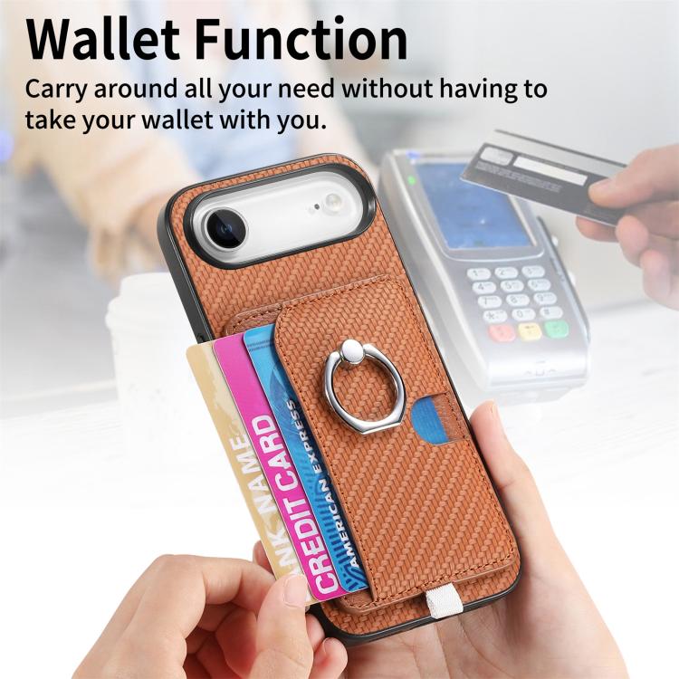 For iPhone Air Carbon Fiber Ring Side Insert Card Bag MagSafe Phone Case