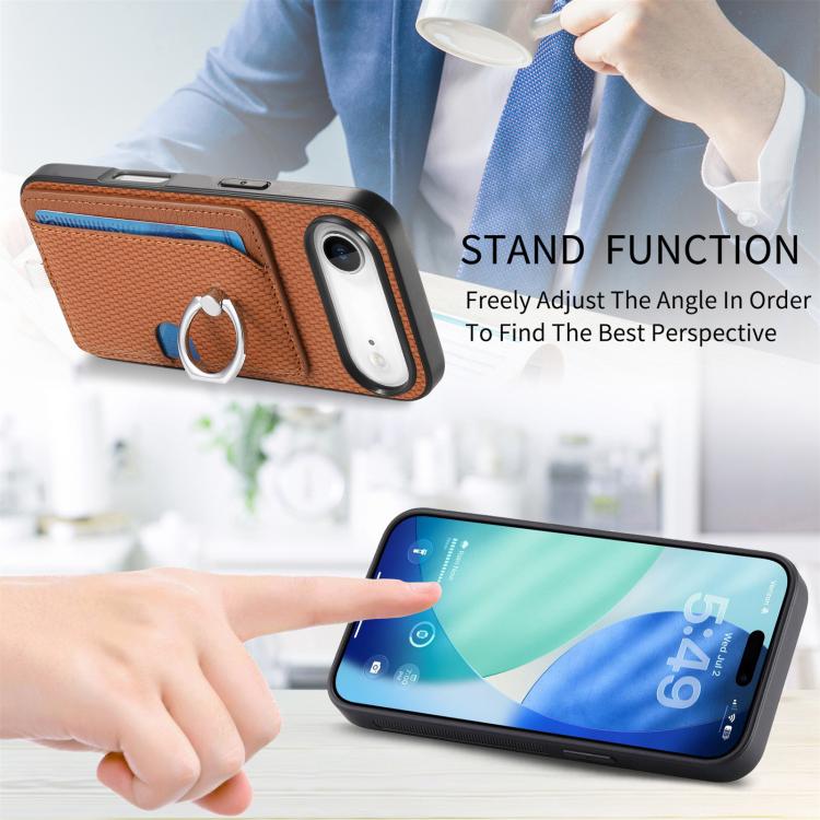 For iPhone Air Carbon Fiber Ring Side Insert Card Bag MagSafe Phone Case