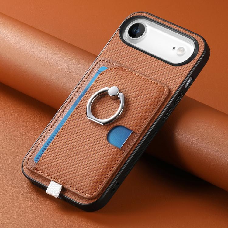 For iPhone Air Carbon Fiber Ring Side Insert Card Bag MagSafe Phone Case