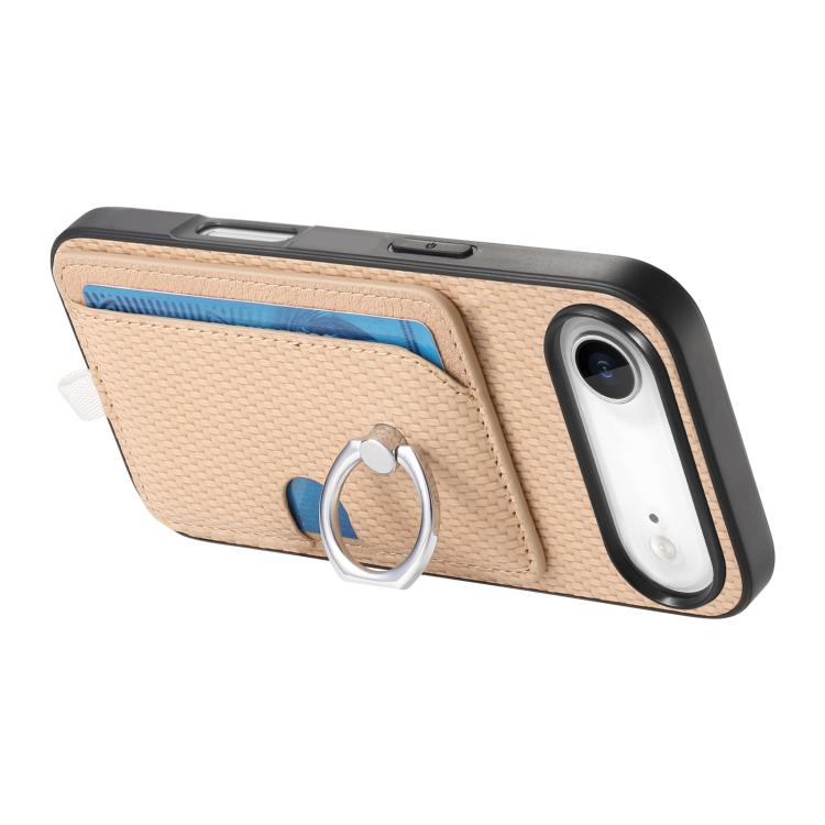 For iPhone Air Carbon Fiber Ring Side Insert Card Bag MagSafe Phone Case