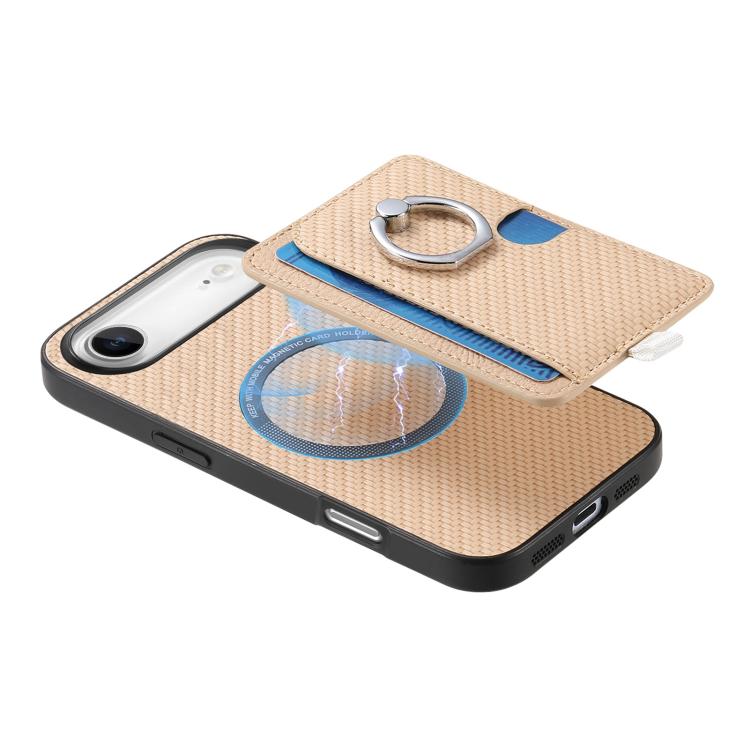 For iPhone Air Carbon Fiber Ring Side Insert Card Bag MagSafe Phone Case