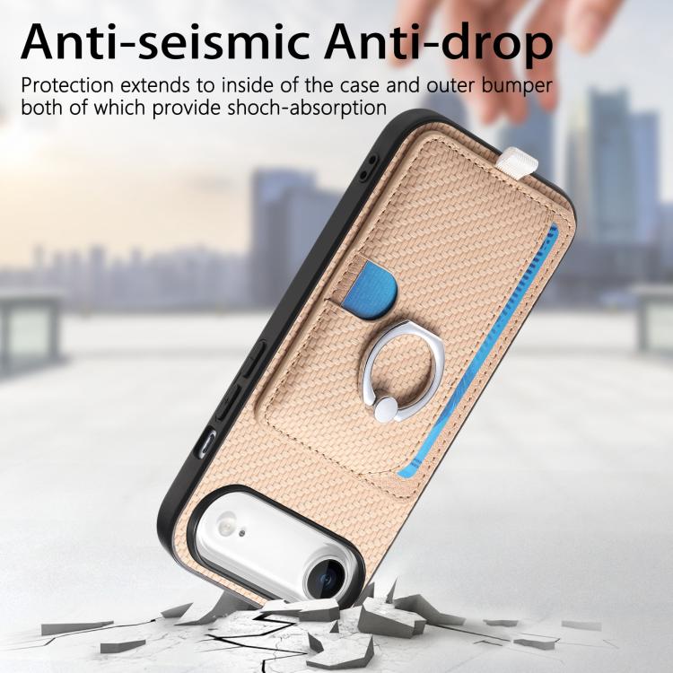 For iPhone Air Carbon Fiber Ring Side Insert Card Bag MagSafe Phone Case