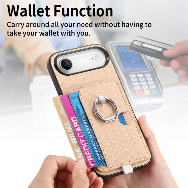 For iPhone Air Carbon Fiber Ring Side Insert Card Bag MagSafe Phone Case