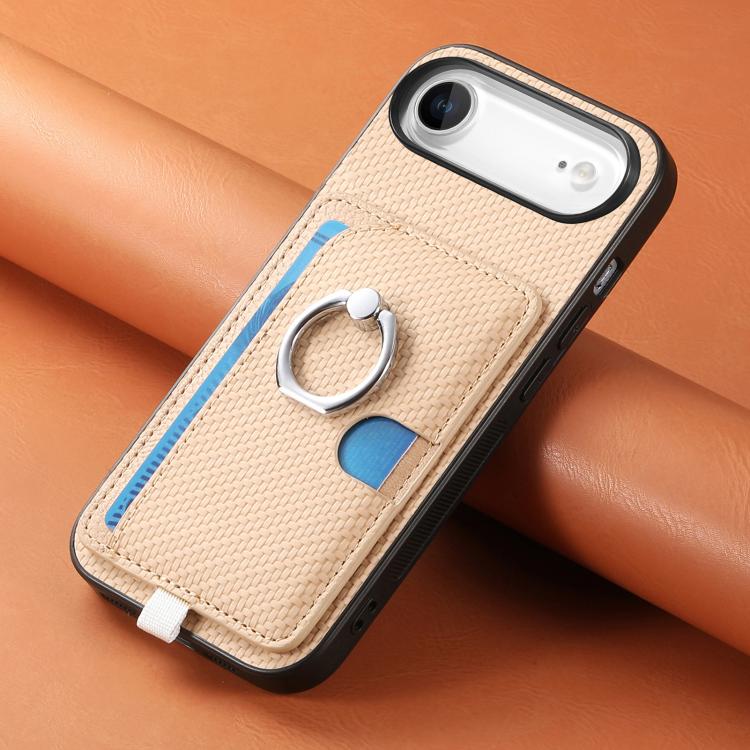For iPhone Air Carbon Fiber Ring Side Insert Card Bag MagSafe Phone Case