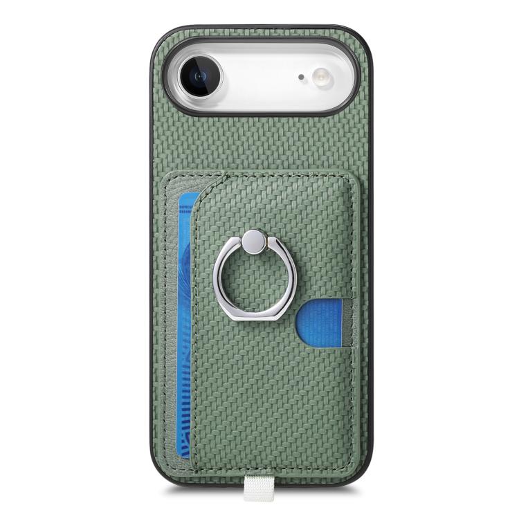 For iPhone Air Carbon Fiber Ring Side Insert Card Bag MagSafe Phone Case