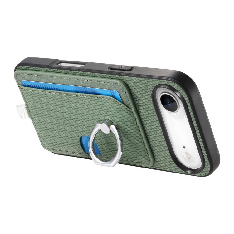 For iPhone Air Carbon Fiber Ring Side Insert Card Bag MagSafe Phone Case