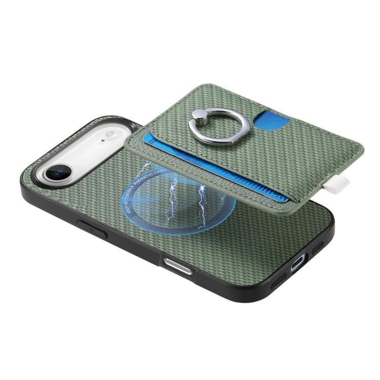 For iPhone Air Carbon Fiber Ring Side Insert Card Bag MagSafe Phone Case