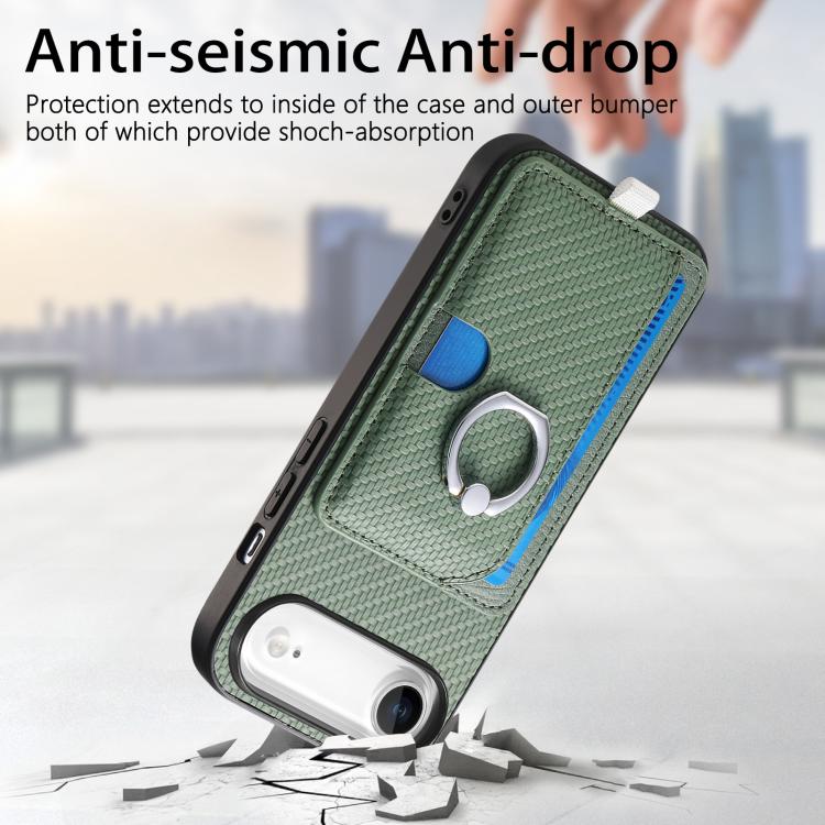 For iPhone Air Carbon Fiber Ring Side Insert Card Bag MagSafe Phone Case