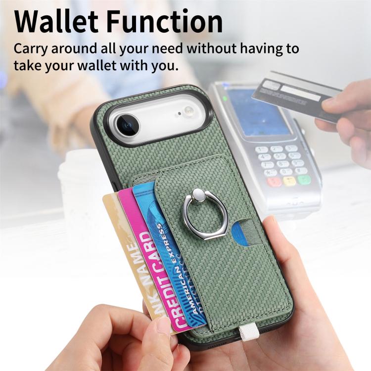For iPhone Air Carbon Fiber Ring Side Insert Card Bag MagSafe Phone Case