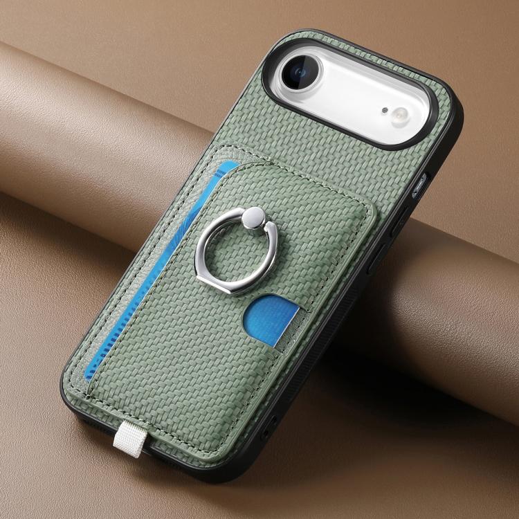 For iPhone Air Carbon Fiber Ring Side Insert Card Bag MagSafe Phone Case