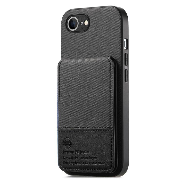 For iPhone 17e / 16e Twill Fabric Leather Vertical Flip RFID Card Bag Phone Case
