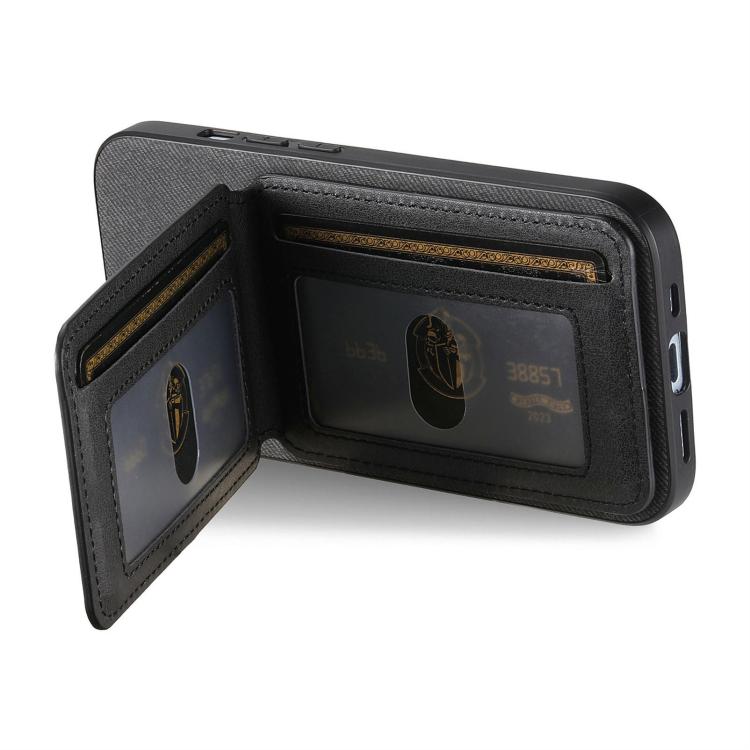 For iPhone 17e / 16e Twill Fabric Leather Vertical Flip RFID Card Bag Phone Case