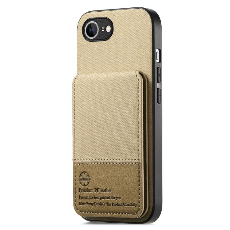 For iPhone 17e / 16e Twill Fabric Leather Vertical Flip RFID Card Bag Phone Case