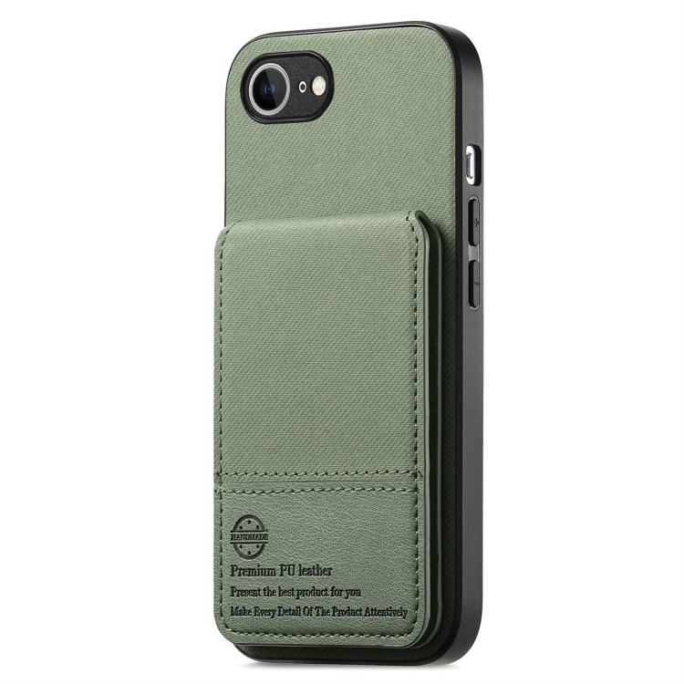 For iPhone 17e / 16e Twill Fabric Leather Vertical Flip RFID Card Bag Phone Case