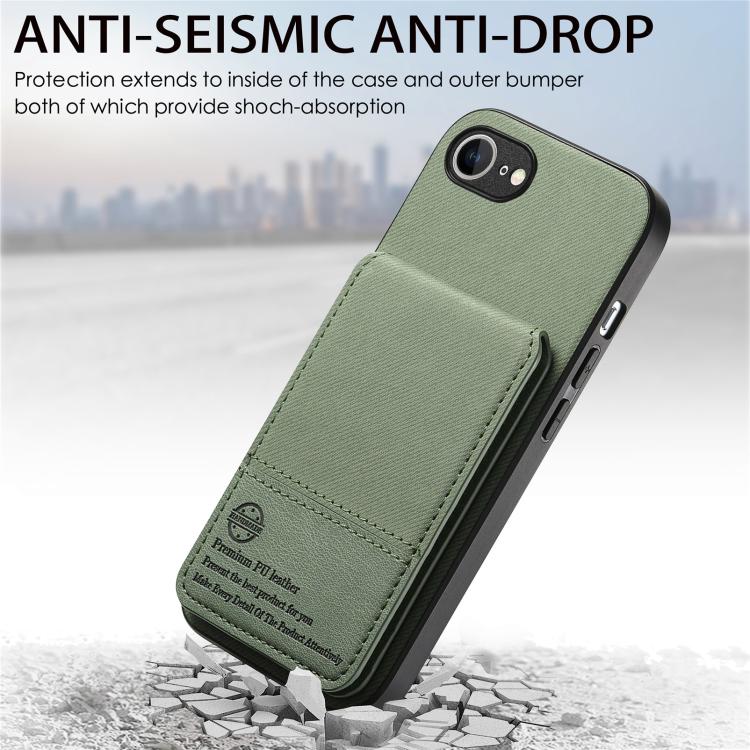 For iPhone 17e / 16e Twill Fabric Leather Vertical Flip RFID Card Bag Phone Case