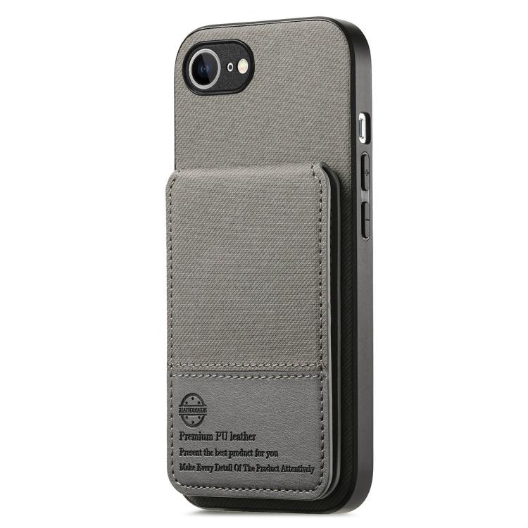 For iPhone 17e / 16e Twill Fabric Leather Vertical Flip RFID Card Bag Phone Case
