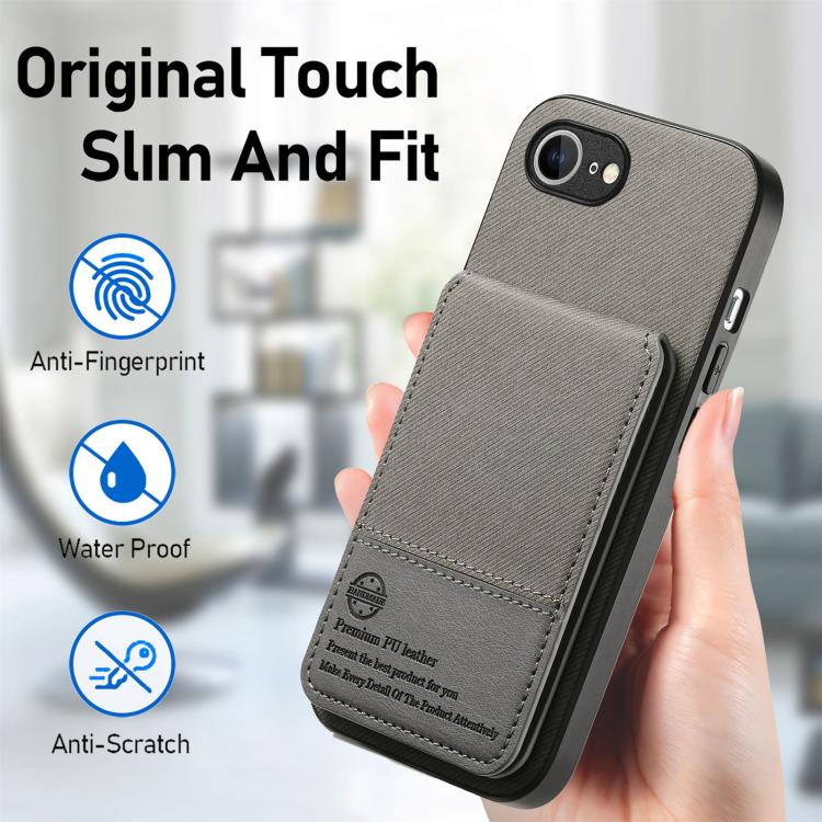 For iPhone 17e / 16e Twill Fabric Leather Vertical Flip RFID Card Bag Phone Case