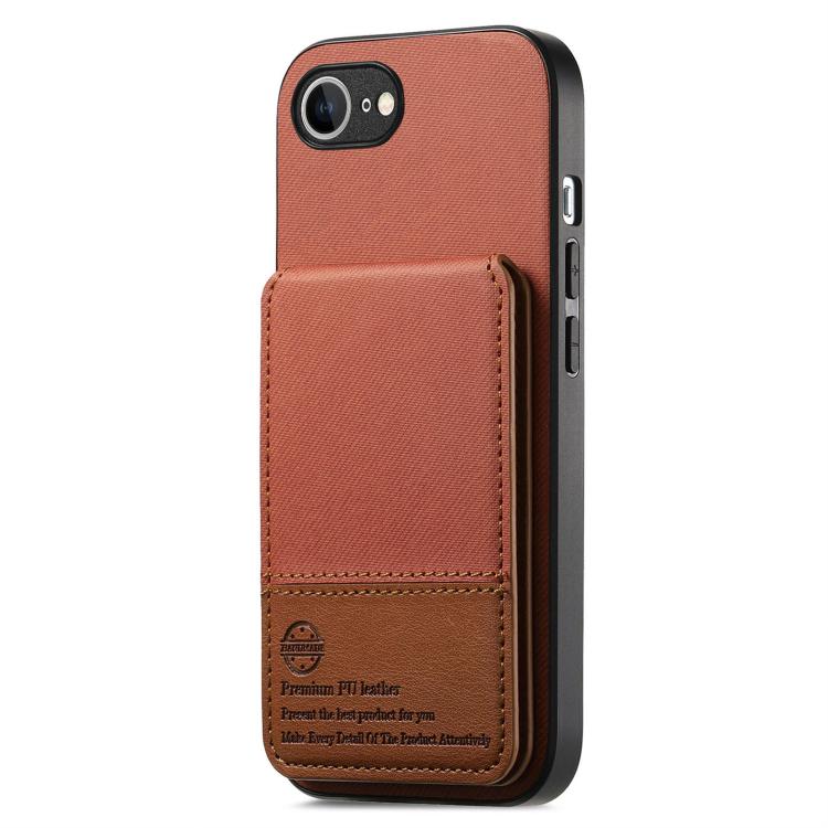 For iPhone 17e / 16e Twill Fabric Leather Vertical Flip RFID Card Bag Phone Case