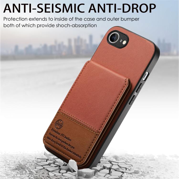 For iPhone 17e / 16e Twill Fabric Leather Vertical Flip RFID Card Bag Phone Case