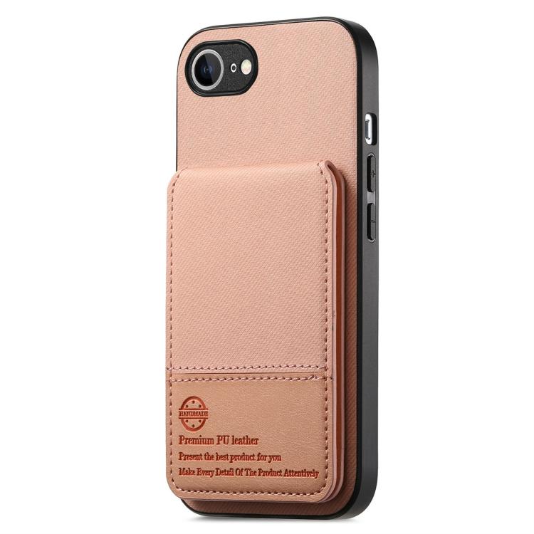 For iPhone 17e / 16e Twill Fabric Leather Vertical Flip RFID Card Bag Phone Case