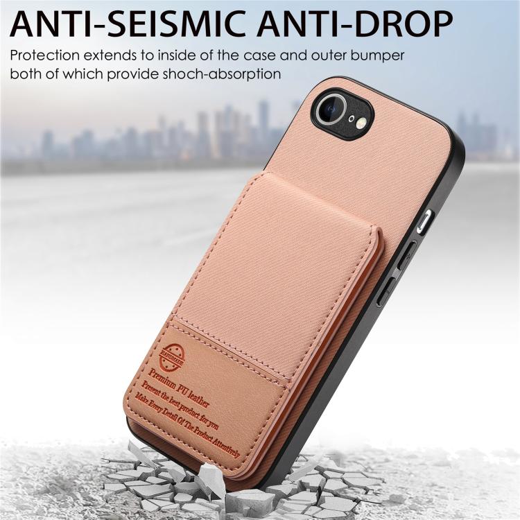 For iPhone 17e / 16e Twill Fabric Leather Vertical Flip RFID Card Bag Phone Case