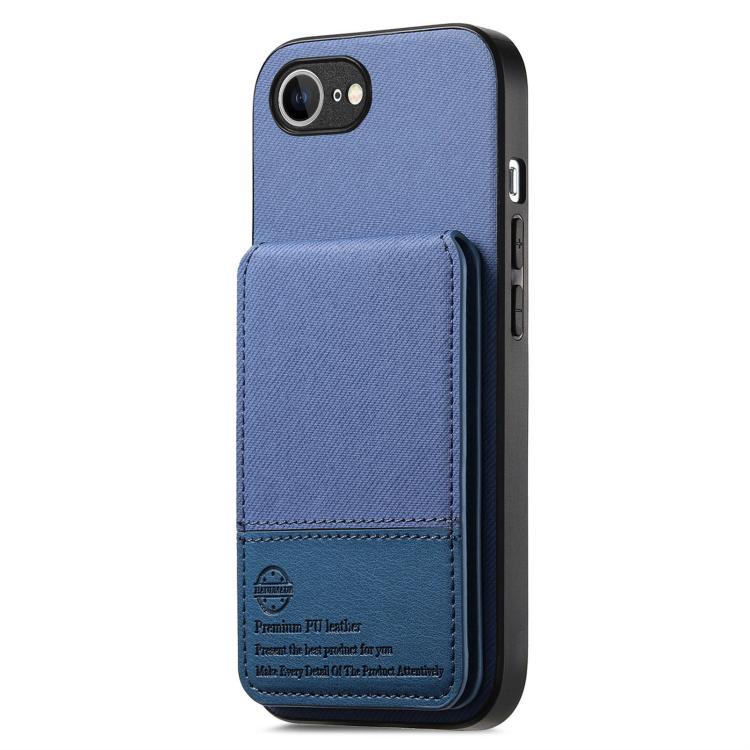 For iPhone 17e / 16e Twill Fabric Leather Vertical Flip RFID Card Bag Phone Case