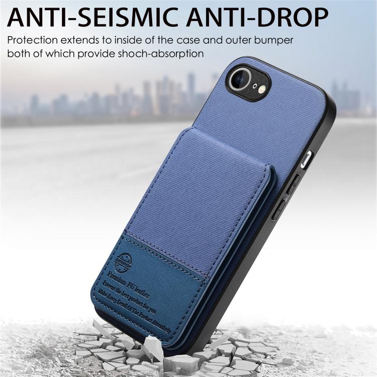 For iPhone 17e / 16e Twill Fabric Leather Vertical Flip RFID Card Bag Phone Case