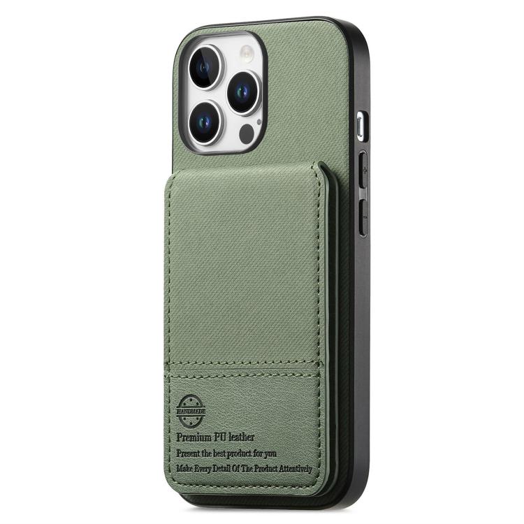 For iPhone 15 Pro Max Twill Fabric Leather Vertical Flip RFID Card Bag Phone Case